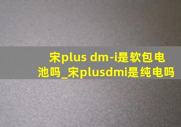 宋plus dm-i是软包电池吗_宋plusdmi是纯电吗